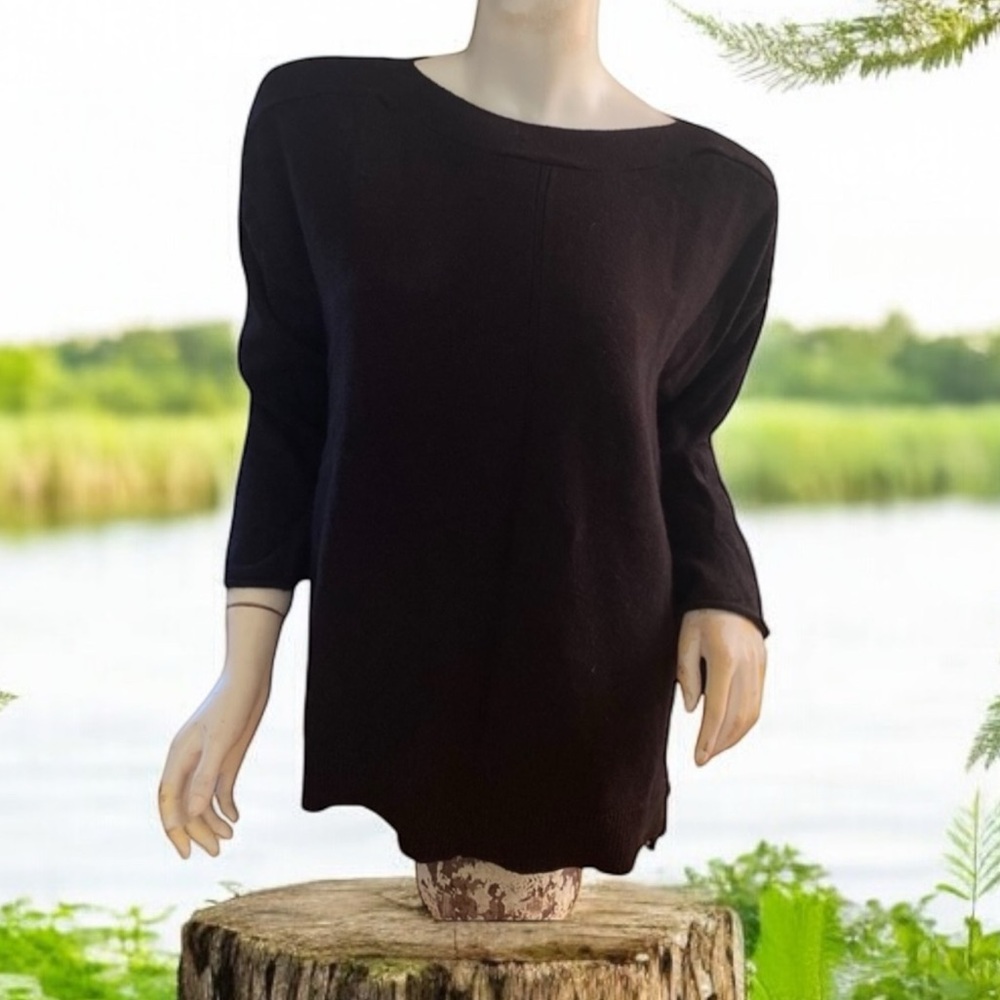 Terra & Sky side button neutral crewneck knit sweater 14W